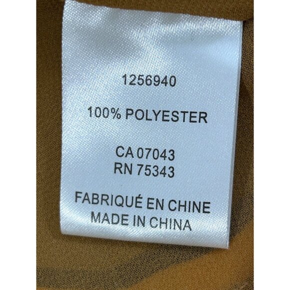 Joie Blouse M Gold Yellow Orange Brown Long Puff Sleeve Ruffle Tie Geometric - Picture 6 of 15